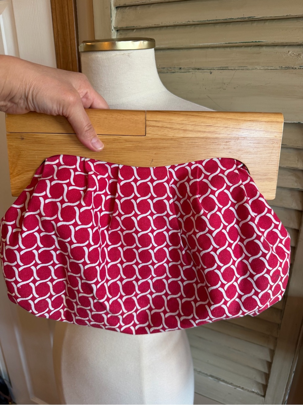 Pink Geometric Pattern Clutch VINTAGE - Picture 4 of 4